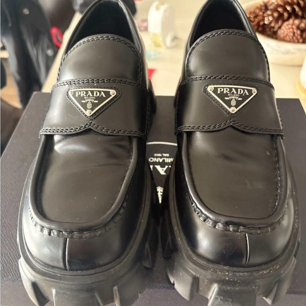Prada Black Chunky Loafers - Picture 2 of 7